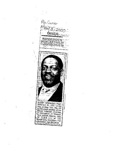 Guest Speaker Ralph Dickerson Jr. - PC