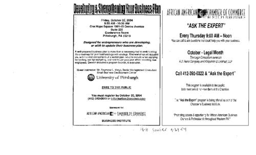 Ask the Expert October is Legal Month - Developing & Strengthening Your Business Plan - PC