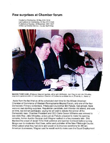 Few Surprises at Chamber Forum - PC