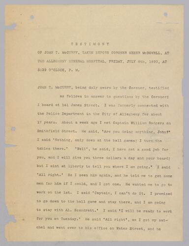 John T. McCurry Testimony