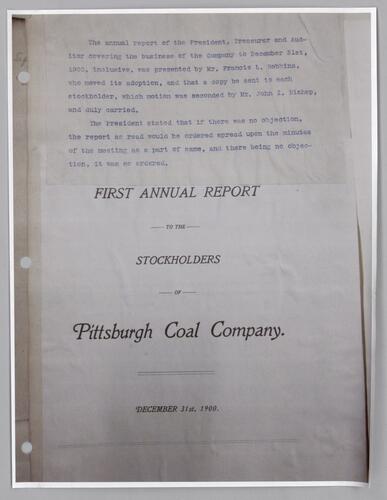 Pittsburgh Coal Company Annual Report to the Stockholders