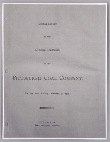 Pittsburgh Coal Company Annual Report to the Stockholders