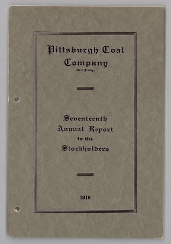 Pittsburgh Coal Company annual report to the stockholders