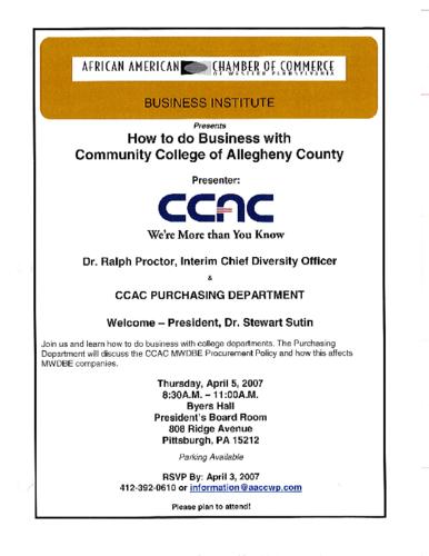 How to do Business with CCAC-Flyer