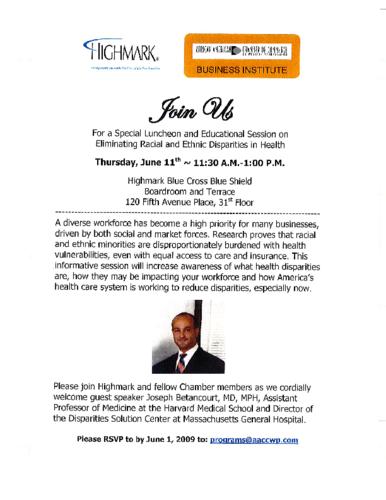 Eliminating Racial and Ethnic Disparities in Health-Flyer