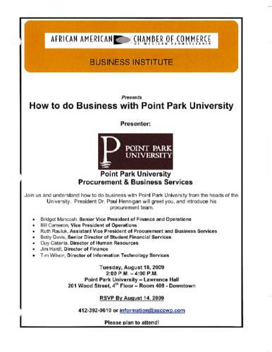 How to do Business with Point Park University-Flyer