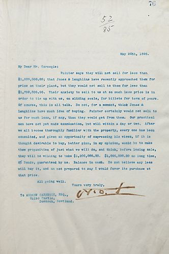 Frick writes Carnegie to discuss the situation regarding the possible buying of a property from Painter