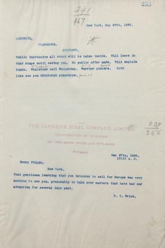 Frick wires Carnegie on stock information