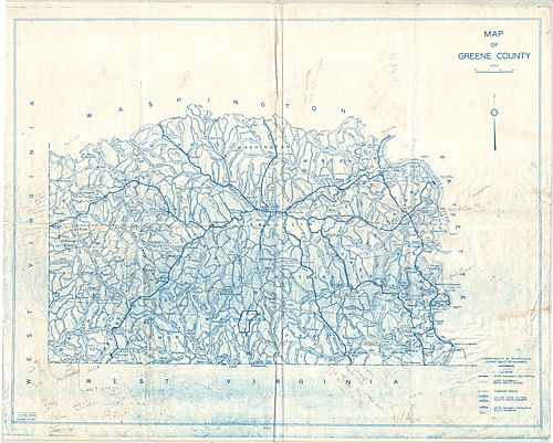 Map of Greene County, prepared by the Pennsylvania Department of Highways