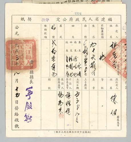 Seller: 陳佃 [CHEN Dian] -- Buyer: 施至尚 [SHI Zhishang] -- Place: 福建省晉江縣 [Fujian Sheng Jinjiang Xian] -- Government