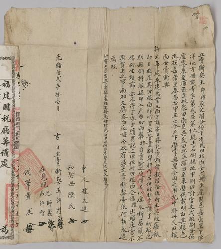 Seller: 王師禮 [WANG Shili] -- Buyer: 許大華 [XU Dahua] -- Place: 福建省閩侯縣 [Fujian Sheng Minhou Xian] -- Government