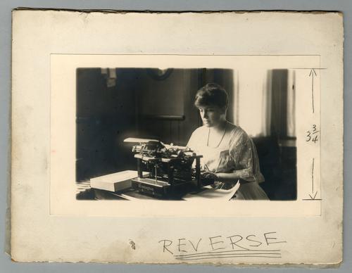 Mary Roberts Rinehart at typewriter