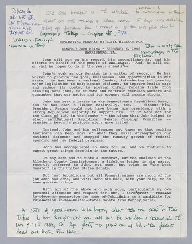 Heinz, H. John III, Nominating Remarks by Hillman