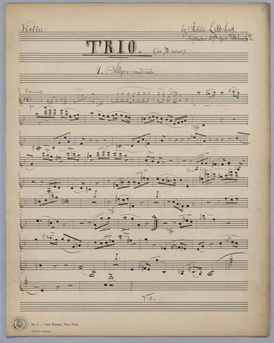 Trio for Violin, Flute and Piano in D Minor - Parts: Violin,