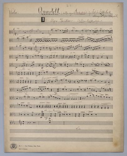 Quartett : [no.] 21 - Parts: Viola,