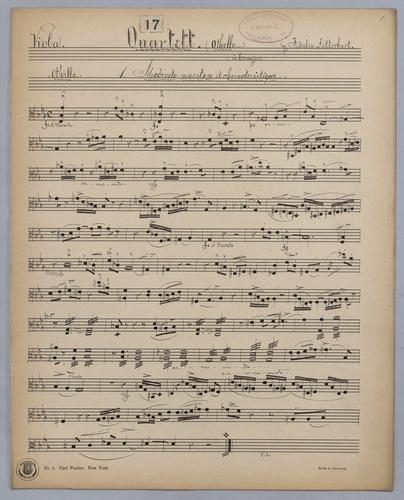 Quartett : [no.] 17 - Parts: Viola,