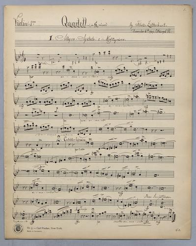 Quartett for 2 Violins, Viola and Piano - Parts: Violin 1,