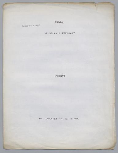 Presto : from D Minor Quartette - Parts: Violoncello