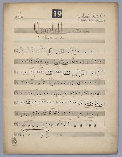 Quartett : [no.] 19 - Parts: Viola,