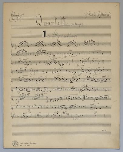 Quartett for Flute, Clarionet in Bb, Bassoon and Piano - Parts: Clarionet,