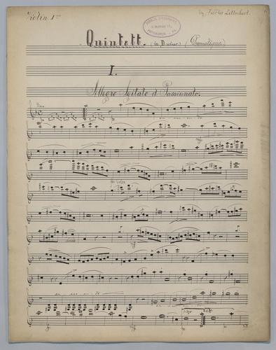 Quintett : in D Minor - Parts: Violin 1