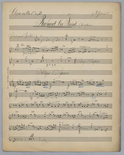 Richard III - Parts: Clarinet 1 in B