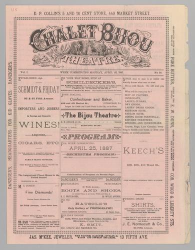 Opera program - Emma Abbott Grand English Opera Company in Lucretia Borgia; The Mikado; Bohemian Girl; Il Travatore; Crispino; Linda of Chamouni; ; Mignon; Chimes of Normandy