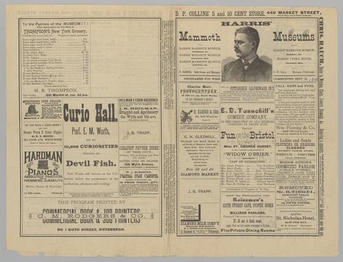 Theatre program - Fun on the Bristol with E.D. Tannehill's Comedy Company and Miss St. George Hussey