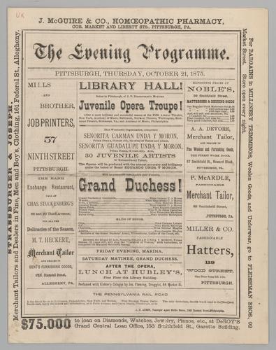 Opera program - Grand Duchess by J.F. Zimmerman's Mexican Juvenile Opera Troupe