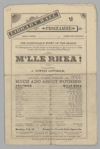 Theatre program - Much Ado About Nothing with Hortense Rhéa
