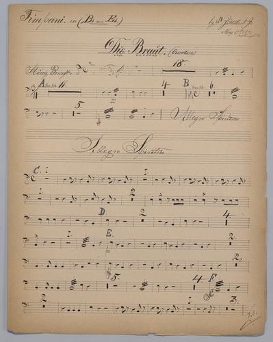 Ouverture : Die Braüt - Parts: Timpani