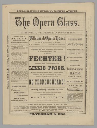 Theatre program - No Thoroughfare! with Charles Fechter and Lizzie Price