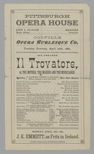 Burlesque program - Colville Opera Burlesque Co. in Il Trovatore, or, The Mother, The Maiden, and The Musicianer