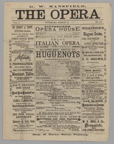 Opera program - Huguenots with Clara Kellogg