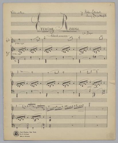 Evening Reverie : in D Major - Score