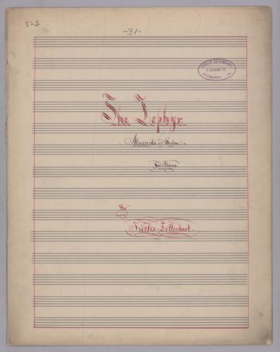 The Zephyr : Mazurka de Salon : in Db Major : for Piano