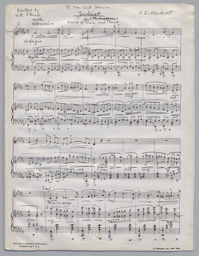 Juliet : Shakespeare : for Violin or Viola and Piano : [in Db major]