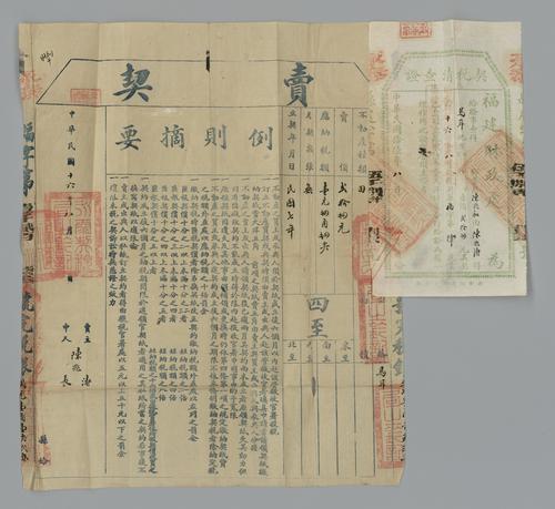 Seller: 陳兆濤 [CHEN Zhaotao] -- Buyer: 陳兆和 [CHEN Zhaohe] -- Place: 福建省永泰縣 [Fujian Sheng Yongtai Xian] -- Government