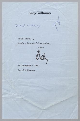 Correspondence from Andy Williams