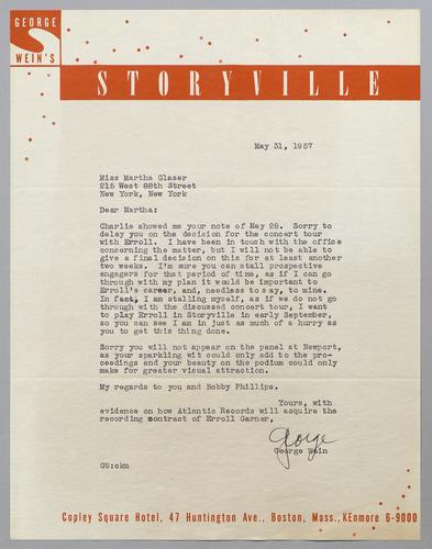 Correspondence from George Wein