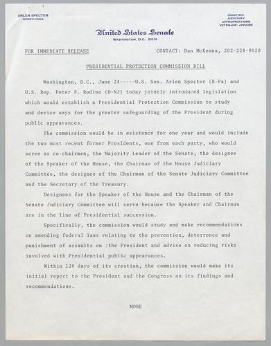 Presidential projection committee bill