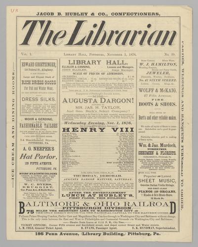 Theatre program - Henry VIII with Miss Augusta Dargon