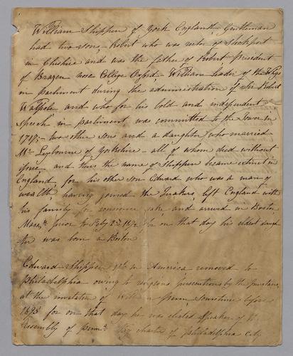 Shippen Genealogy