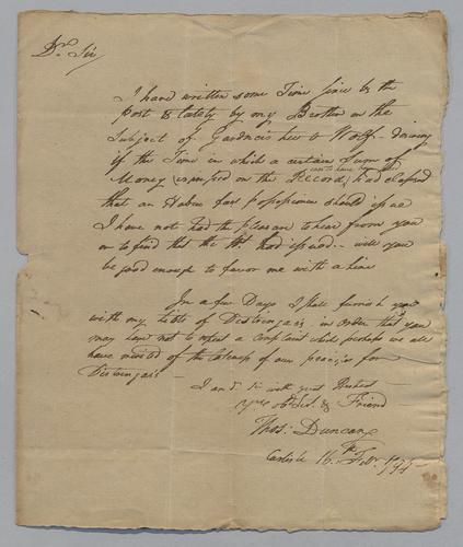 Thomas Duncan to Edward Burd
