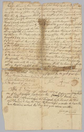 Deed; John Webb and Benjamin Webb