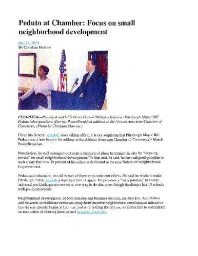 Mayor Peduto Focus on Small Neighborhood Development