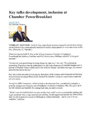 Keith Key talks development and inclusion at Chamber PowerBreakfast