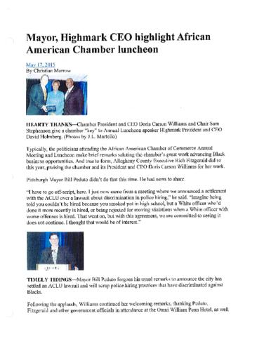 Mayor Peduto and Highmark CEO highlight African American Chamber Luncheon