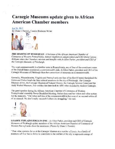 Carnegie Museums update given to African American Chamber Members