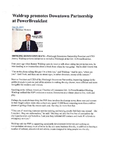 Waldrup promotes Downtown Partnership at PowerBreakfast